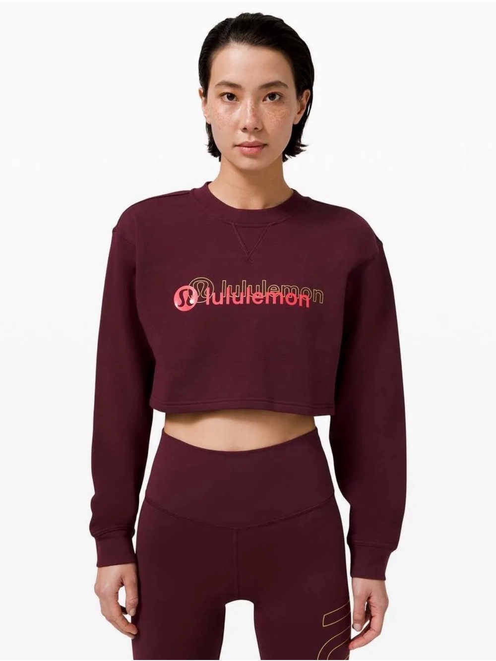 NWT. Sold out Lululemon All Yours Cropped Crew *2021 Lunar New Year Cassis